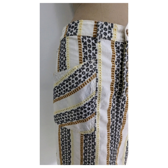 Anthropologie Black and Yellow Striped Skirt - Picture 3 of 6